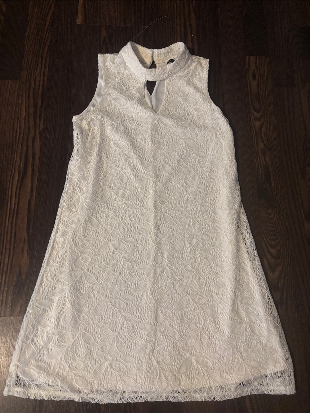 Worn Once As U Wish Cream Lace Mock-Collar Dress